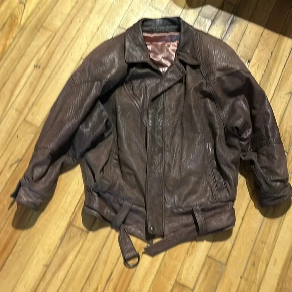 Vintage leather crocodile embossed bomber jacket with belt buttery soft - Picture 1 of 5